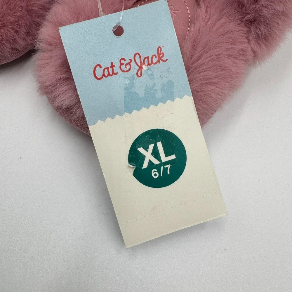 Cat & Jack Lane Metallic Scuff Slippers Girls XL 6/7 Pink NWT